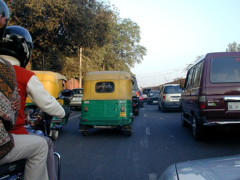 traffic with rickshaw